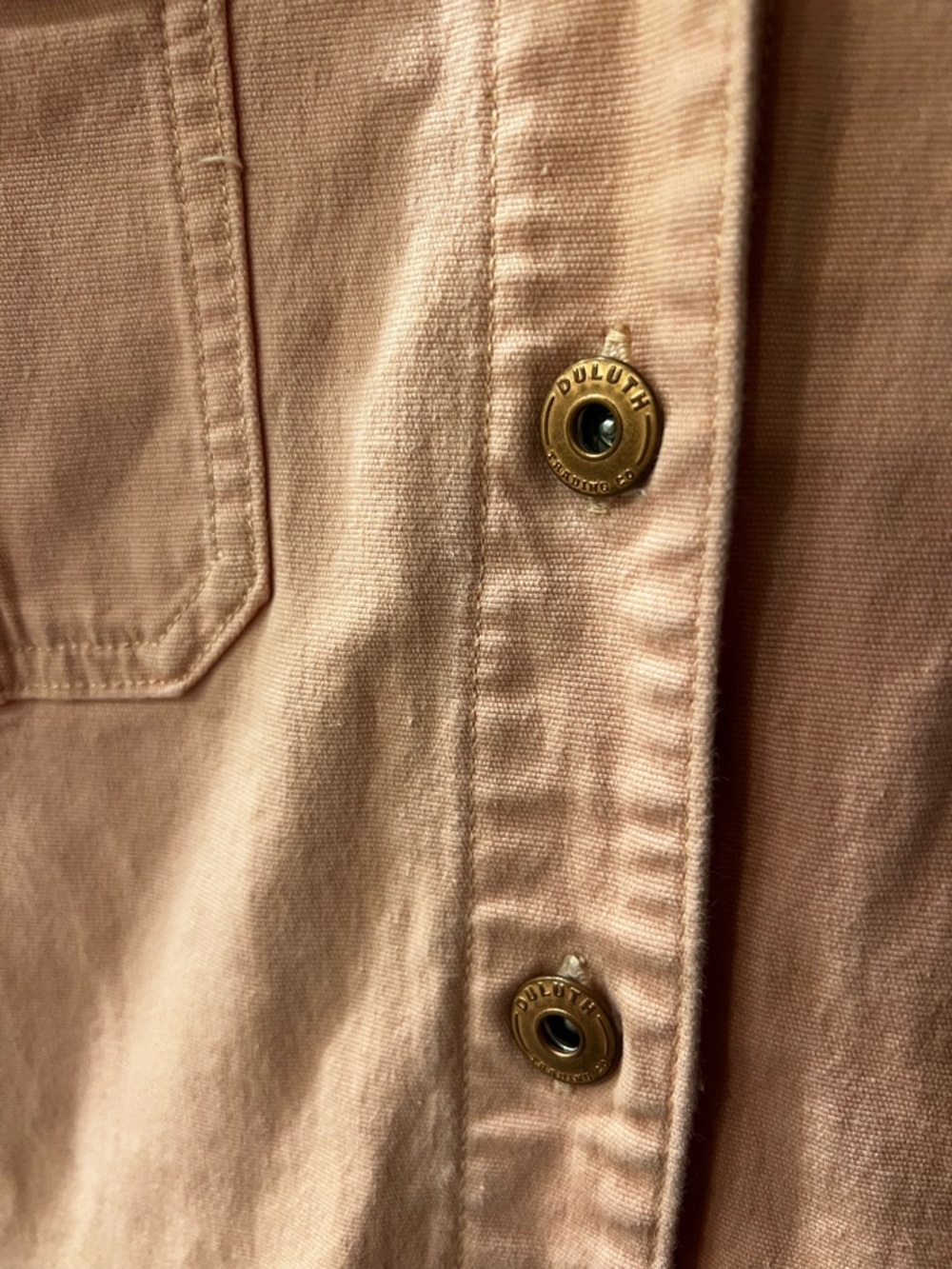 Duluth Trading Co Pink Utility Jumpsuit Denim Stretch Pockets Size L - Picture 4 of 7